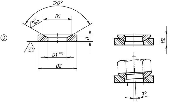 Kegelpfannen Form G, D4>D3, DIN 6319, Ausgabe 10/01