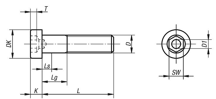 Zylinderschrauben mit Innensechskant, niedriger Kopf DIN 6912