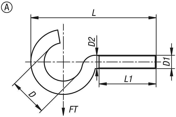 BLOHM - Threaded hooks type 11E and type 4E, steel