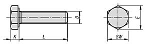Hexagon head bolts DIN 933/ISO 4017, stainless steel