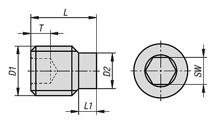 Gewindestifte mit Innensechskant und Zapfen DIN EN ISO 4028