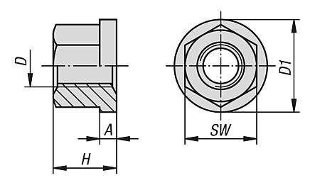 Hexagon nuts with collar height 1.5xD, DIN 6331 enhanced