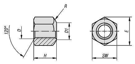 Hexagon nuts height 1.5xD, DIN 6330 enhanced