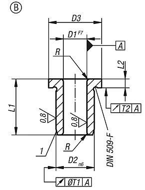 Flanged drill bushes, DIN 172, Form B
Inner Ø >10 mm 