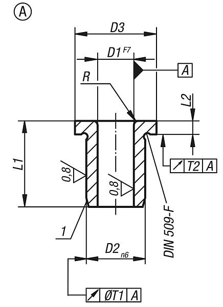 Drill bushes flanged steel DIN 172, Form A
Inner Ø >10 mm 