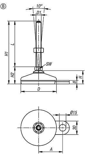 Stellfüße Edelstahl FDA-konform, Form B