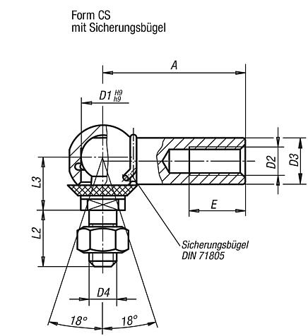 Winkelgelenke Edelstahl ähnlich DIN 71802 Form CS mit Dichtkappe
