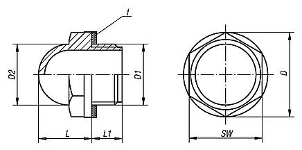 Oil level sight glassesdomed