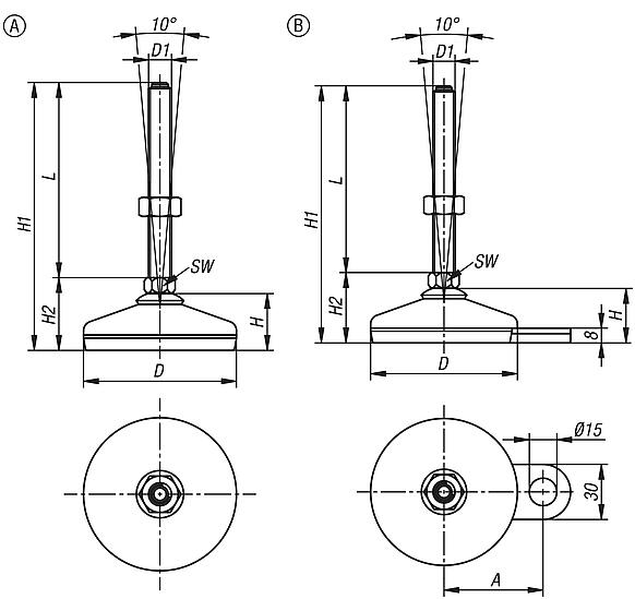Stellfüße Edelstahl
FDA-konform