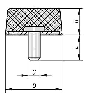 Rubber buffers type K conical with external thread
