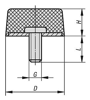 Gummipuffer Stahl Typ K konisch mit Außengewinde