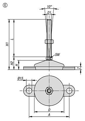 Levelling feet steel or stainless steel
Form E