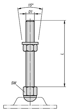 Levelling feet threaded spindlessteel or stainless steel 