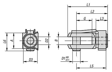 Clevis joints, steel with snap-in pin 
DIN 71752
