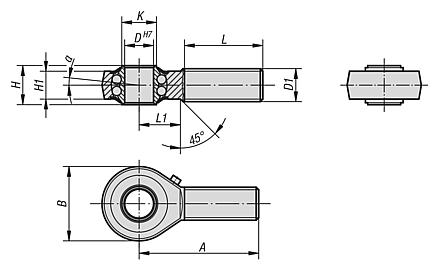 Gelenkköpfe mit Kugellagerung Außengewinde, DIN ISO 12240-4