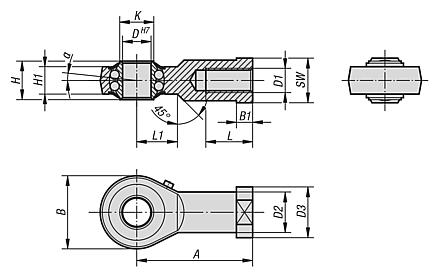 Gelenkköpfe mit Kugellagerung Innengewinde, DIN ISO 12240-4