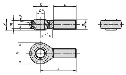 Gelenkköpfe mit Gleitlagerung Außengewinde, Edelstahl, DIN ISO 12240-4