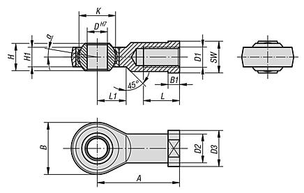 Gelenkköpfe mit Gleitlagerung Innengewinde, DIN ISO 12240-4