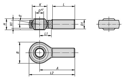 Rod ends with plain bearing, external thread, stainless steel, DIN ISO 12240-1
maintenance-free