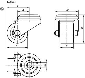 Swivel castors compact version, Form A