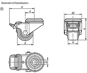 Stahlblech-Lenkrollen Kompakt-Ausführung, Form D