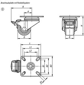 Stahlblech-Lenkrollen Kompakt-Ausführung, Form E