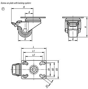 Swivel castors compact version, Form F