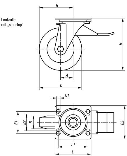 Lenkrolle mit "stop-top"