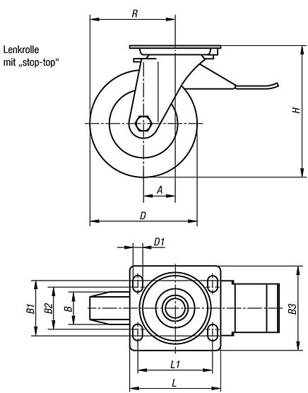 Lenkrolle mit "stop-top"