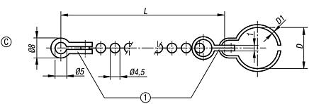 Kugelketten Form C, mit Ringklammer