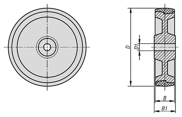 Wheels polyamide with injection-moulded tread