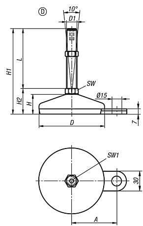 Stellfüße Stahl oder Edelstahl Form D