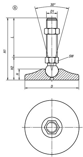 Gelenkfüße Stahl, Form A

