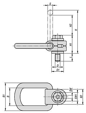 Hoist rings, steel, 360° rotation grade 10